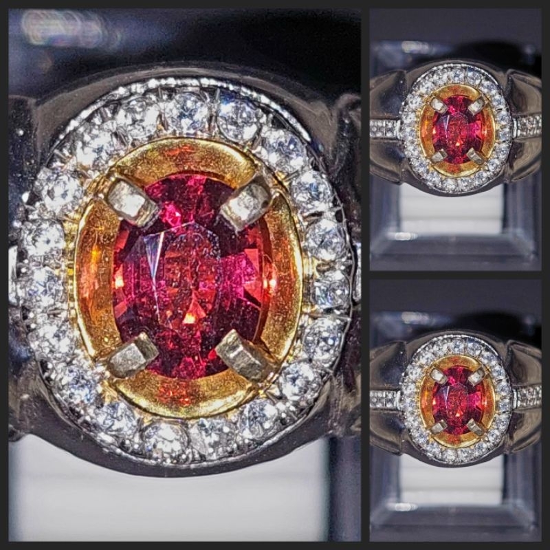 RED ZIRCON Natural Red Zircon Luster Top Bermemo Rare Item Ring Perak