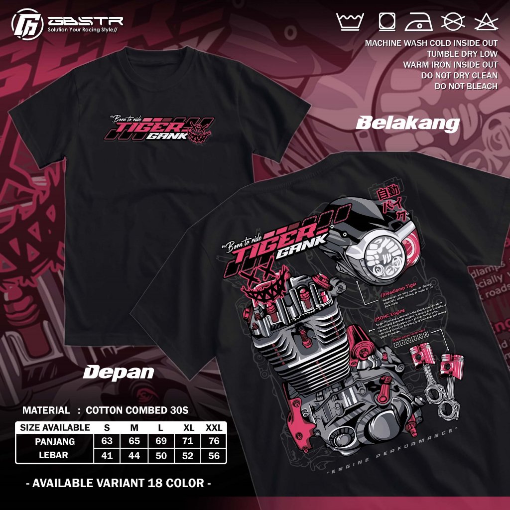 Kaos Racing Tiger Gank Born To Ride Baju Distro Motor Herex Honda Gank Tshirt Otomotif GBA5371