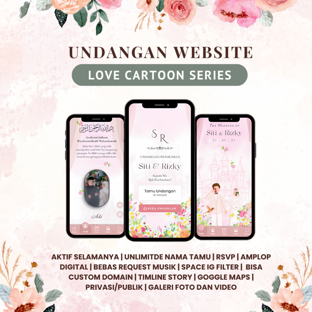 Undangan Digital Website Pernikahan Kartun | Undangan Online Web Foto & Tanpa Foto | Undangan Nikah
