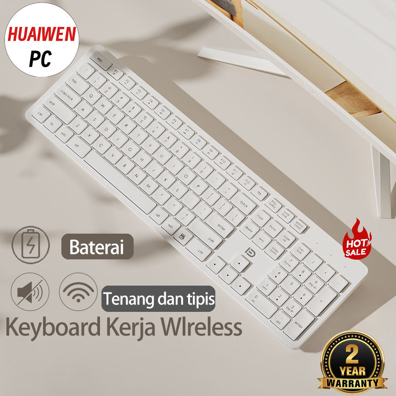 HW Keyboard Portable Wireless Set Combo Keyboard dan Mouse Tanpa Kabel Tipe W100 Original Keyboard  