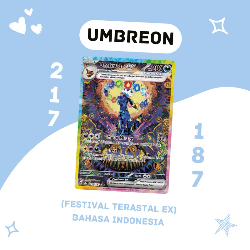 Umbreon EX SAR SV8A 217/187 Pokemon TCG Indonesia