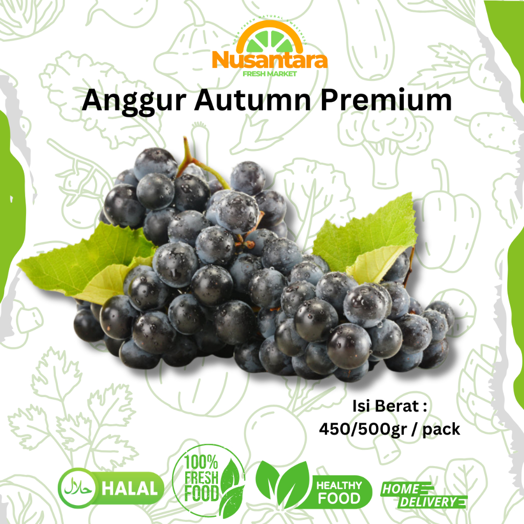 

Anggur Autumn Less Seed Premium - Anggur Midnight Beauty 500gr/pack