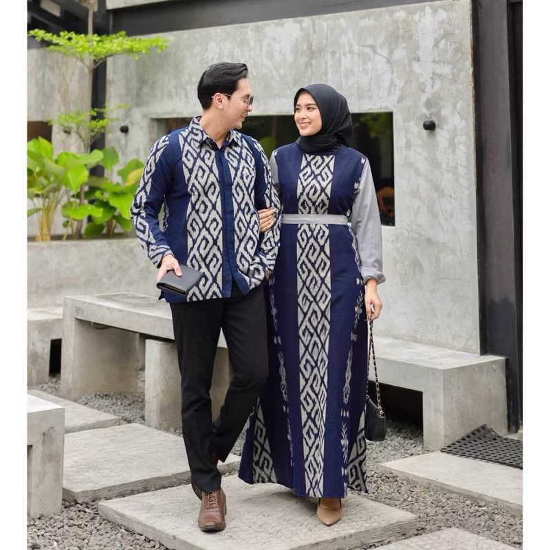 COUPLE SET KHANZA DRESS WANITA KEMEJA LENGAN PANJANG OUTFIT KONDANGAN