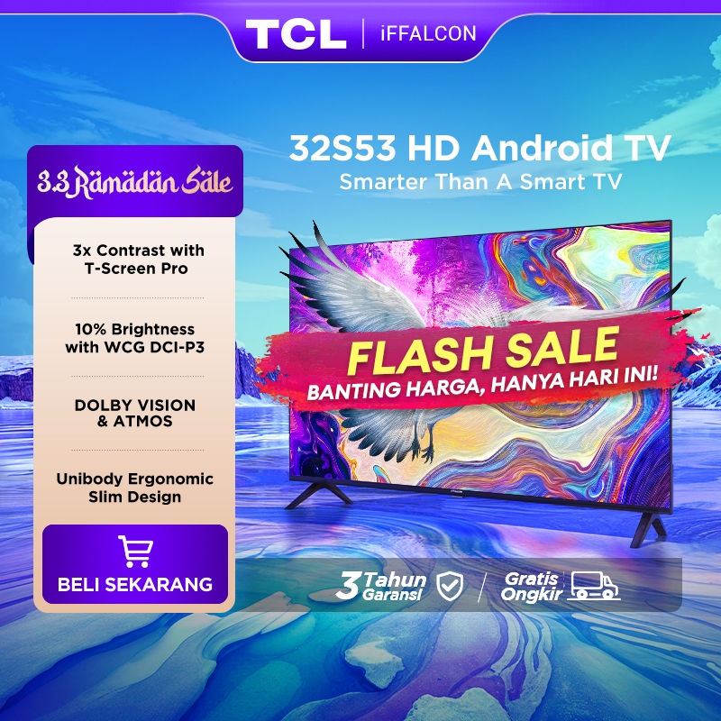 [Google Play TV] TCL iFFALCON 32 inch Smart Android TV - Google Play/Netflix/YouTube/Disney+ Hotstar