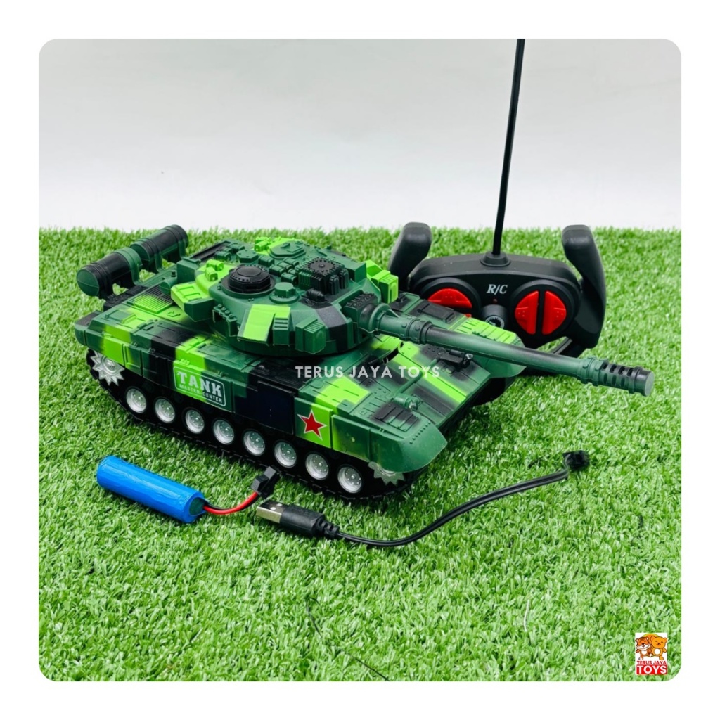 Mainan Mobil Tank Remot Kontrol charger - mobil tank military cas