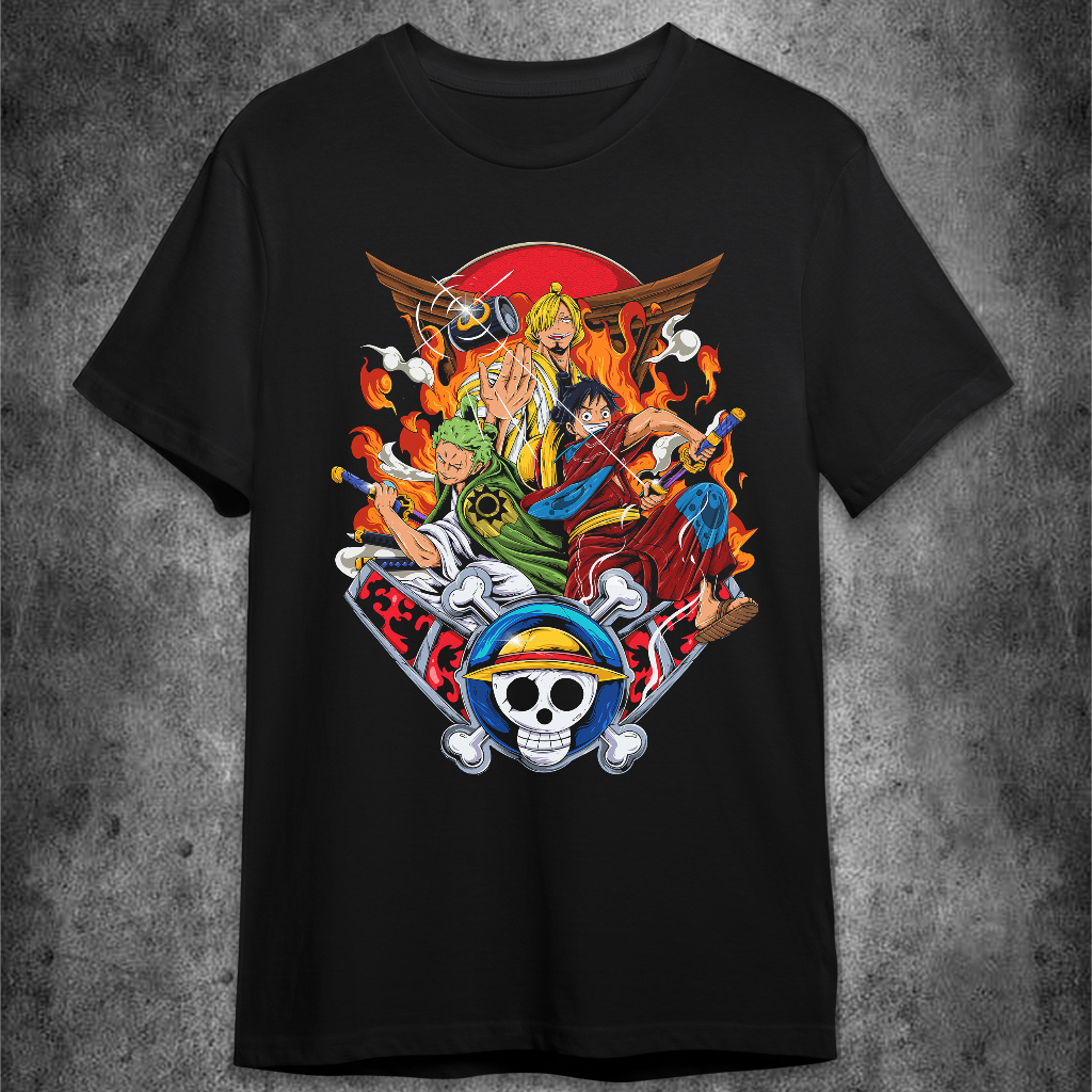 Kaos Premium Luffy Zoro Sanji Part 9 || One Piece || A3 size || Distro Murah dan Katun 100% || Baju 