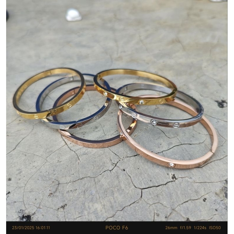 Gelang Titanium Model CTR Lengkap Warna Size Gelang Mama Gigi Bracelets & Bangles Gelang Korea Polos