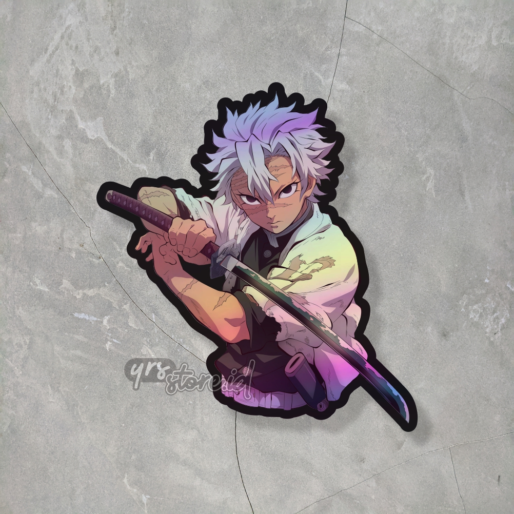 

Sticker Anime Hologram Max Decal Sanemi Shinazugawa Ukuran +- 7x6,5 cm sticker case hp laptop dll murah