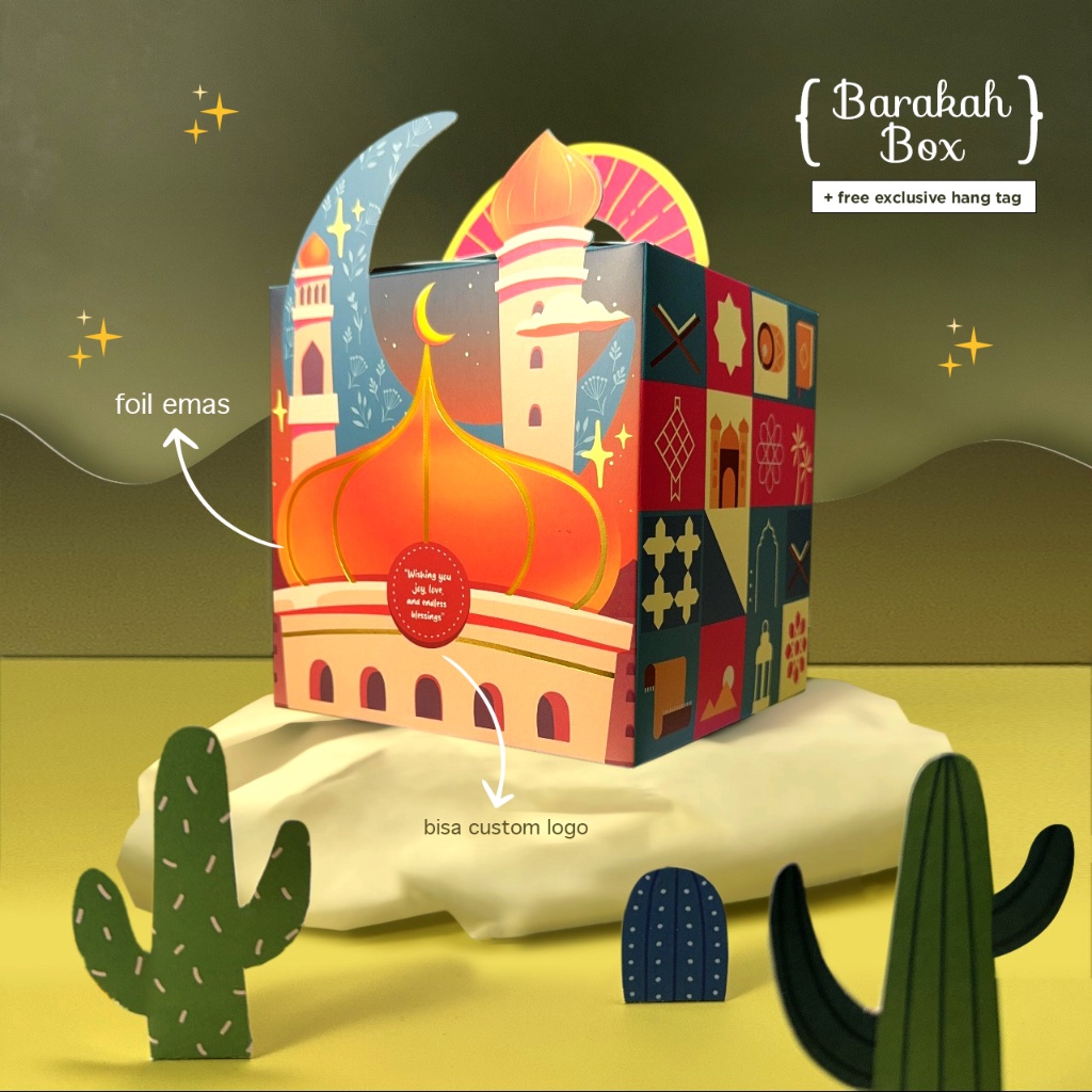 

(BARAKAH BOX isi 5) Free Hangtag BOX HAMPERS IDUL FITRI PREMIUM ISI 2 ATAU 3 TOPLES 500GR termasuk hangtag