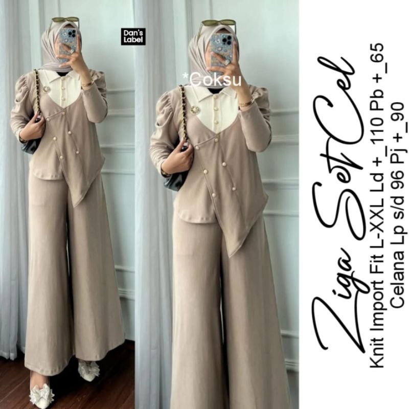 setelan wanita/stelan celana kulot/ziga one set/ootd fashion/fashion muslimah/setelan remaja