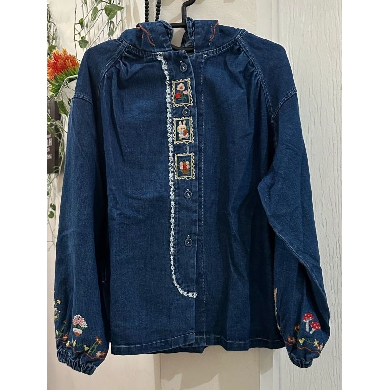 Outer Denim Jacket Jeans Bordir Vintage Shabby