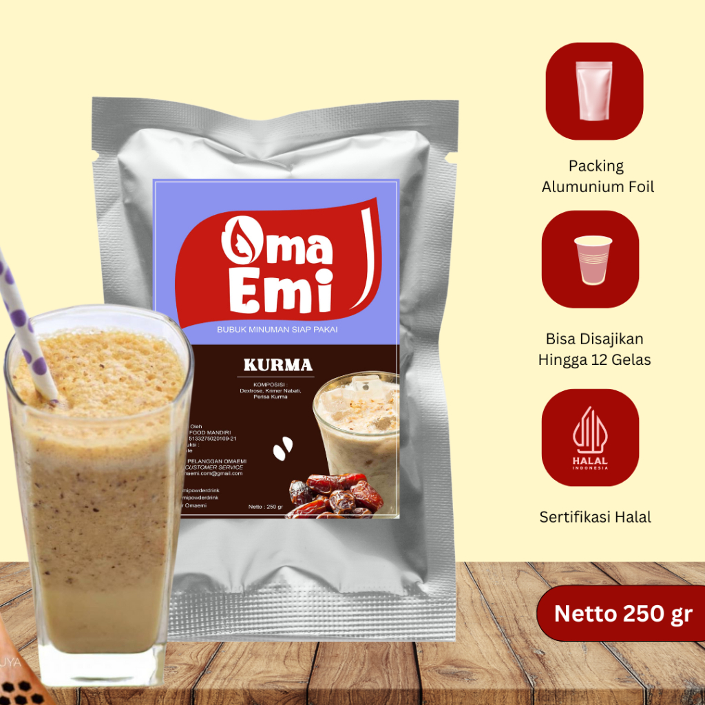 

BUBUK MINUMAN PREMIUM RASA KURMA 250 GR | BPOM & HALAL