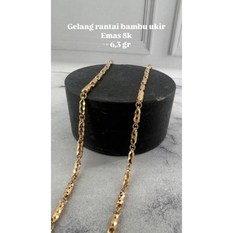 Gelang Rantai Bambu Ukir Emas 8K