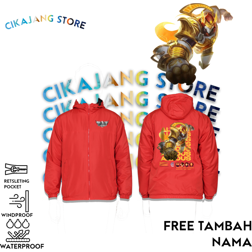 JAKET BARN CUSTOM MOBILE LEGEND | JAKET PARASUT WINDPROOF | BISA REQUEST HERO APA AJA