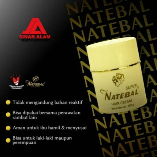 Natebal Hair Cream  100gr (Penghitam Rambut Uban Alami & Permanen, Menyuburkan Rambut)