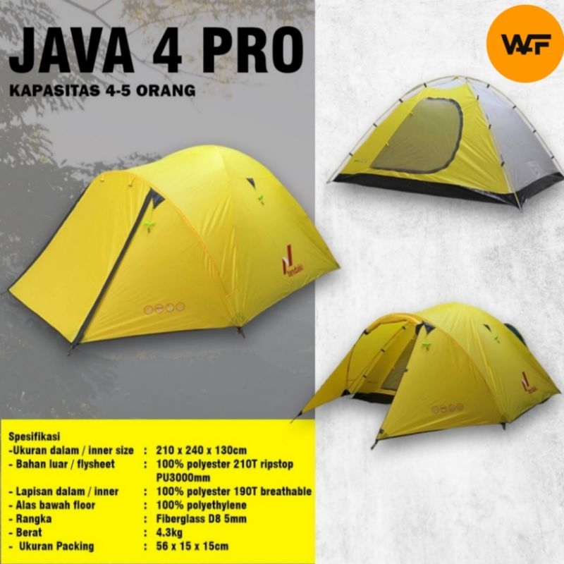 Tendaki Java 4 PRO Tenda Great Outdoor Java 4 Pro Camping Tenda 2 Layer Tenda Double Layer Kuning Te