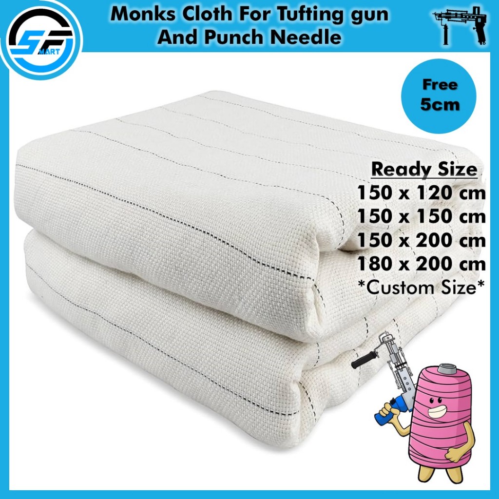 Ready stock 150x150cm monks cloth/Tufting cloth /kain punch needle/cotton tufting fabric