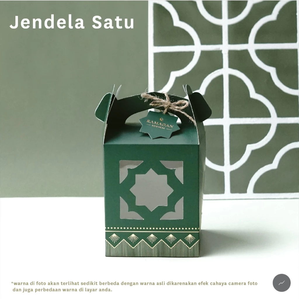 

10 pcs gable box lebaran idul fitri dus kue kering dark green jendela satu kardus packaging hampers