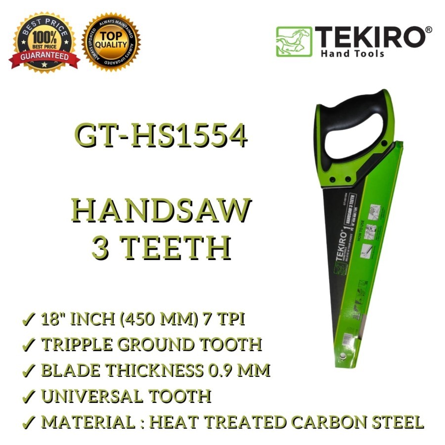 TEKIRO GERGAJI TANGAN GAGANG TPR 18 INCH 3 MATA GERGAJI KAYU Tekiro Gergaji Kayu 3 Mata 18 Inch Teki