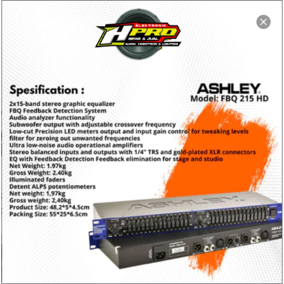 EQUALIZER TERBAIK ASHLEY FBQ 215 HD MURAH ORIGINAL Led Subwoofer Amplifier