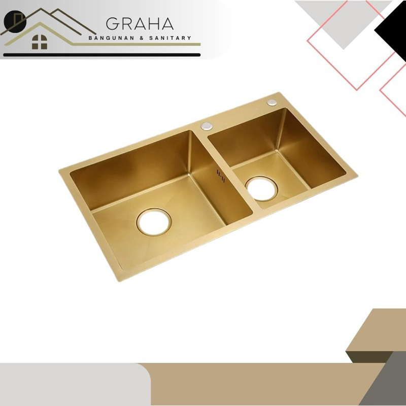 Kitchen Sink Bak Cuci Piring 2 Lubang Stainless 8245 GOLD Merek WINSAR