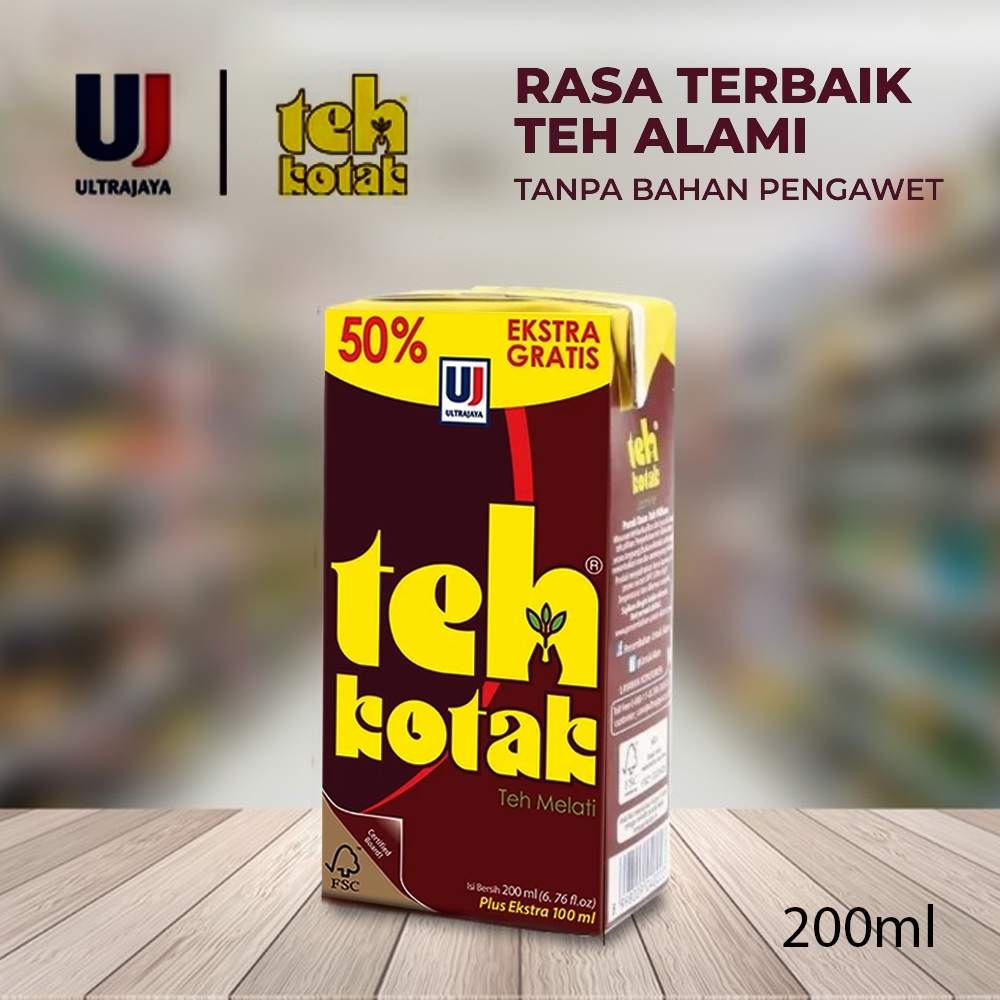 

Ultra Jaya Teh Kotak 200 ml Teh Melati Isi 24 Pak Ekstra 100 ml - 50% Ekstra Gratis