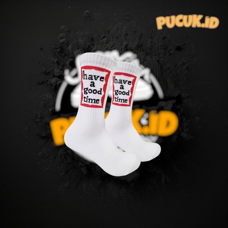 Kaos kaki Oldschool motif Have A Good time Putih