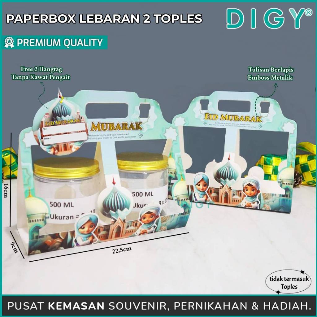 

Paperbox Lebaran 2 Toples/Paper Box 2 Toples Kue Kering Lebaran / Kotak Kue Kering Packaging / Box Jinjing Kue Toples Jar / Tas Jinjing Kue Toples Jar