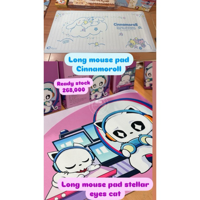 SANRIO X AKKO CINNAMOROLL CAT STELLAR EYES LONG MOUSE PAD