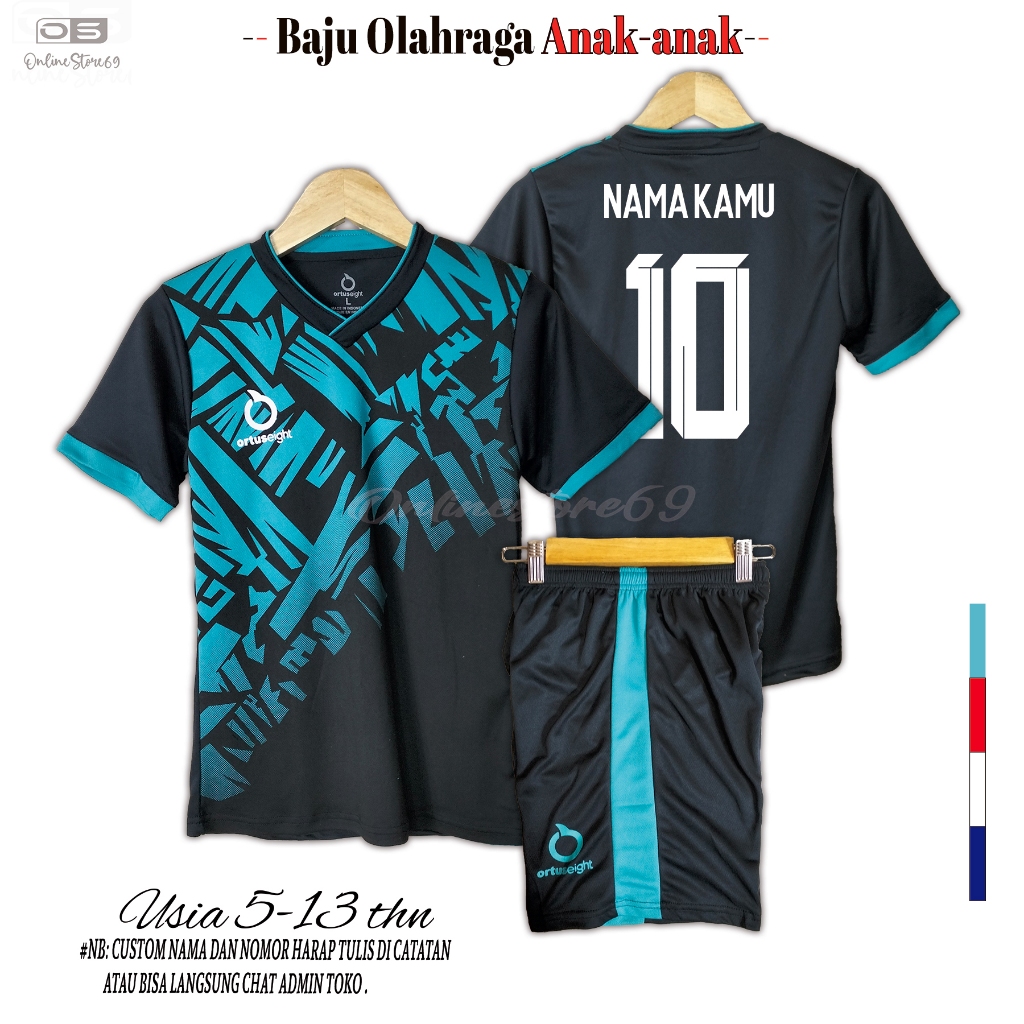 CUSTOM NAMA + NOMOR PUNGGUNG BAJU FUTSAL ANAK / BAJU BOLA ANAK-ANAK