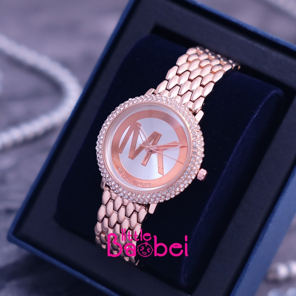 Jam Tangan Wanita Fashion Rantai MK Rosegold Blink Diamond