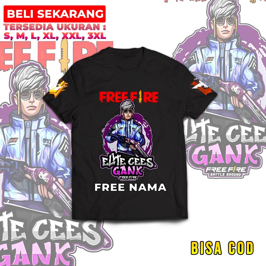 Kaos Distro Remaja Game FREE FIRE Karakter Kacamata Terbaru Bisa COD - Game FF