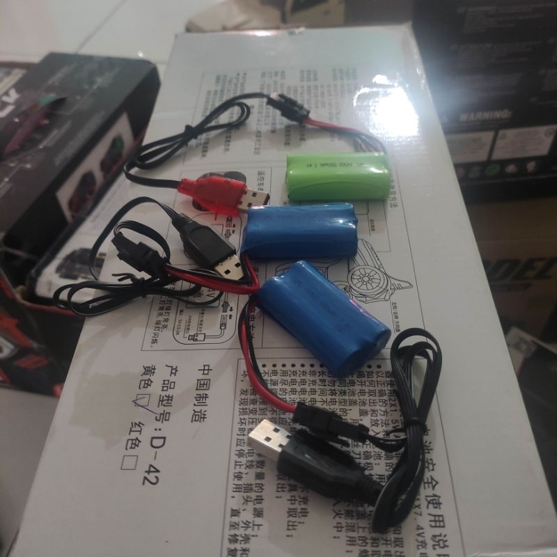 baterai wpl mn 7.4v dengan cas 4 pin baru