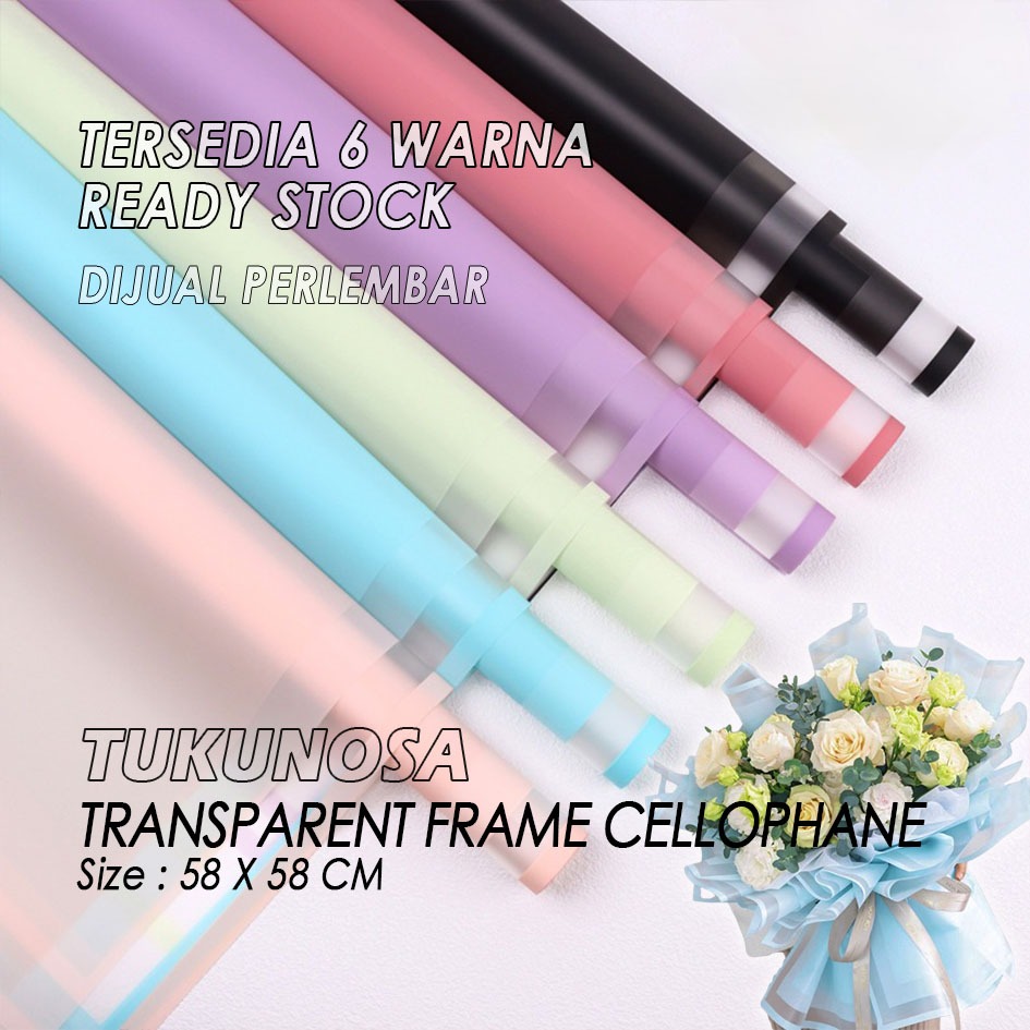 

TRANSPARENT FRAME CELLOPHANE Perlembar Flower Wrapping Paper Kertas Bunga Buket Bouquet