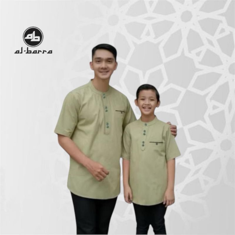 Baju Koko Couple Warna Sage / Koko Couple Ayah Dan anak