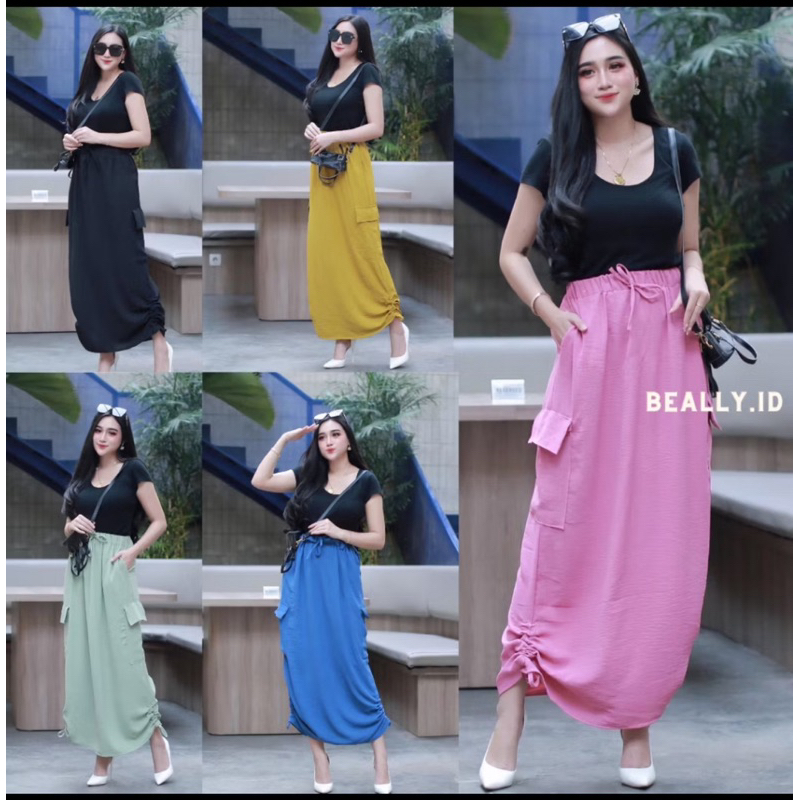 ROK CARGO SERUT CRINGKLE AIRFLOW | ROK SEPAN KEKINIAN | ROK WANITA DEWASA | ROK SERUT MUSLIM