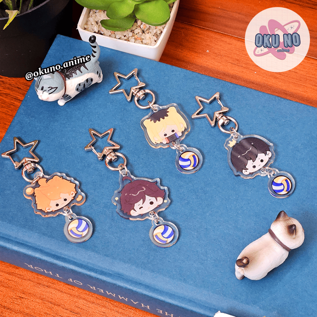 Haikyu (Haikyuu) Chibi with Ball Akrilik Anime Keychain (Ganci) / Gantungan Kunci