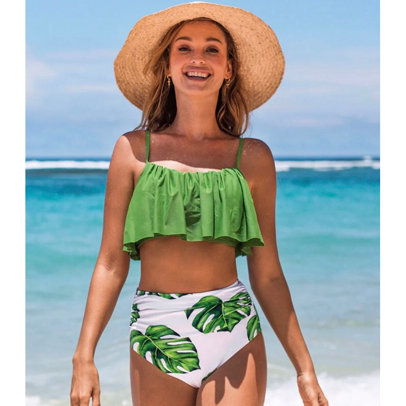 green bikini ,highwaist bottom size XS eropa