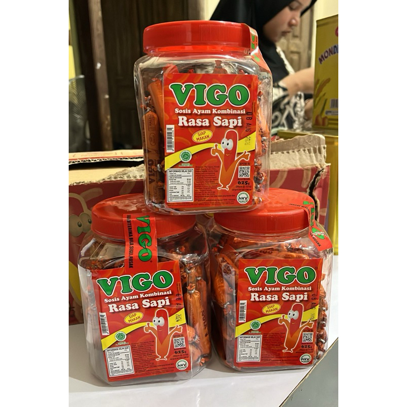 

(MAHYRA) *1 karton isi 6 toples* SOSIS VIGO RASA SAPI | Sosis siap makan rasa sapi | Sosis vigo toples | Sosis enak rasa sapi | Sosis instan siap makan | Sosis murah | Sosis enak rasa sapi | Sosis vigo toples murah