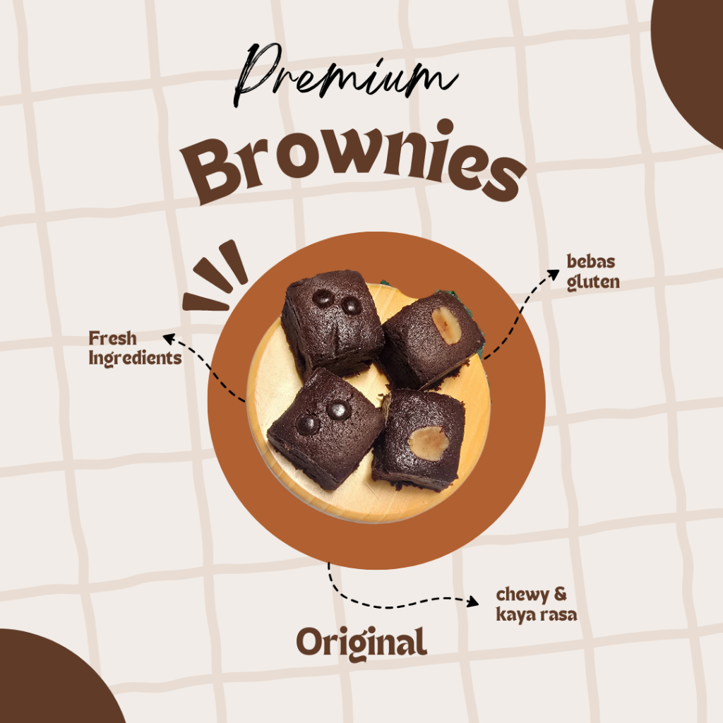 

Brownies Mini Premium Gluten-Free – Fudgy Inside, Crusty Outside, Full Dark Chocolate ( 6 Pcs)