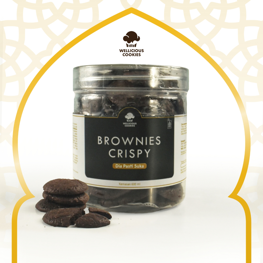 

Kue Kering Brownies Crispy Premium Hampers, Hantaran, Hadiah Hari Raya Toples Tabung 600 ml