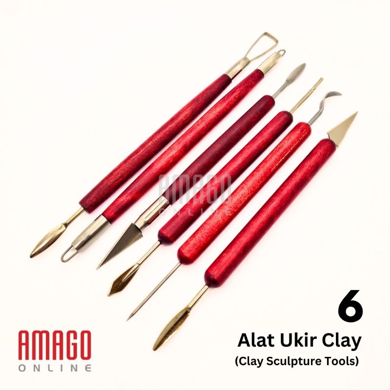 

RB 6 buah Alat Ukir clay Gagang Kayu Clay Sculpting and Pottery Tools