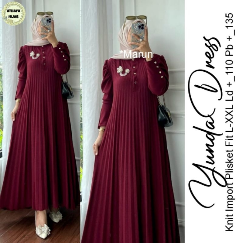 Siap kirim Yunda gamis plisket viral ori by athaya