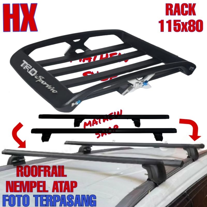 Paket Roof Rack Rak Atap Mobil TRD + Crossbar Kaki Rack Jepit Roofrail All New Rush 2018 2019 2020 2