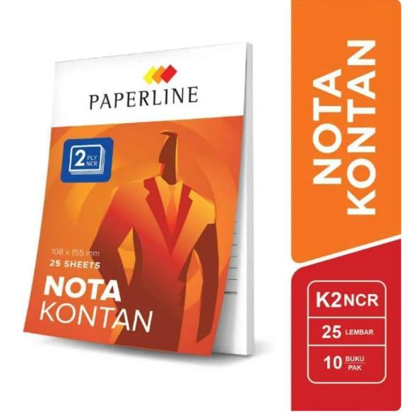 

[ PAK ISI 10 ] Nota Kontan kecil 2 ply/ Nota K2 Paperline 1 Pak isi 10 Buku