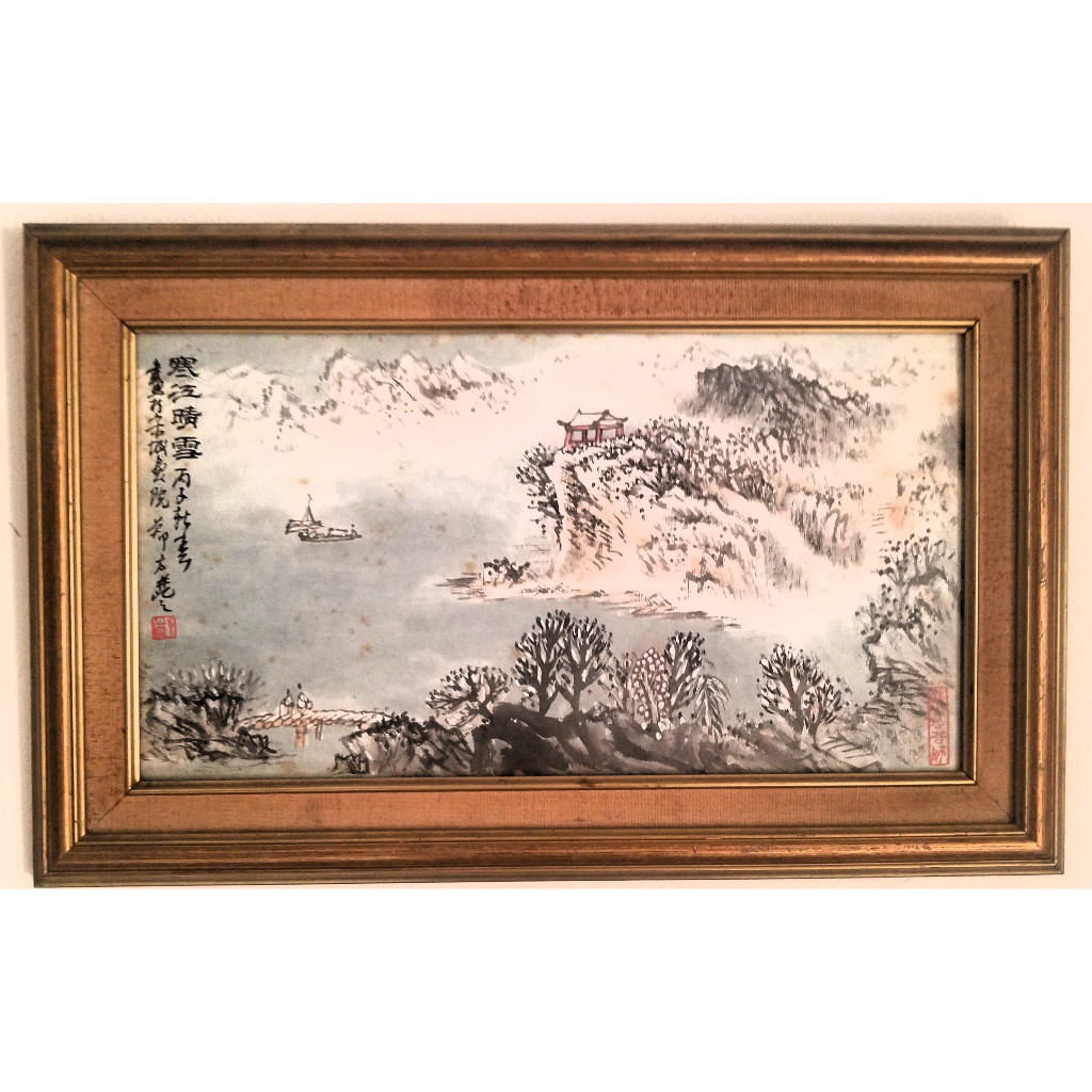 Lukisan antik Cina pemandangan cat air Tiongkok kontemporer Contemporary Chinese watercolor landscap
