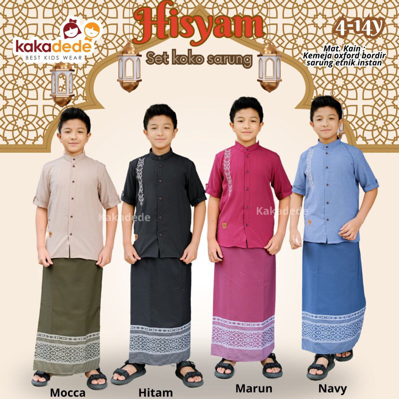 Set Koko Sarung Hisyam / Set Koko Anak / Set Sarung Anak / Set Koko Sarung kekinian