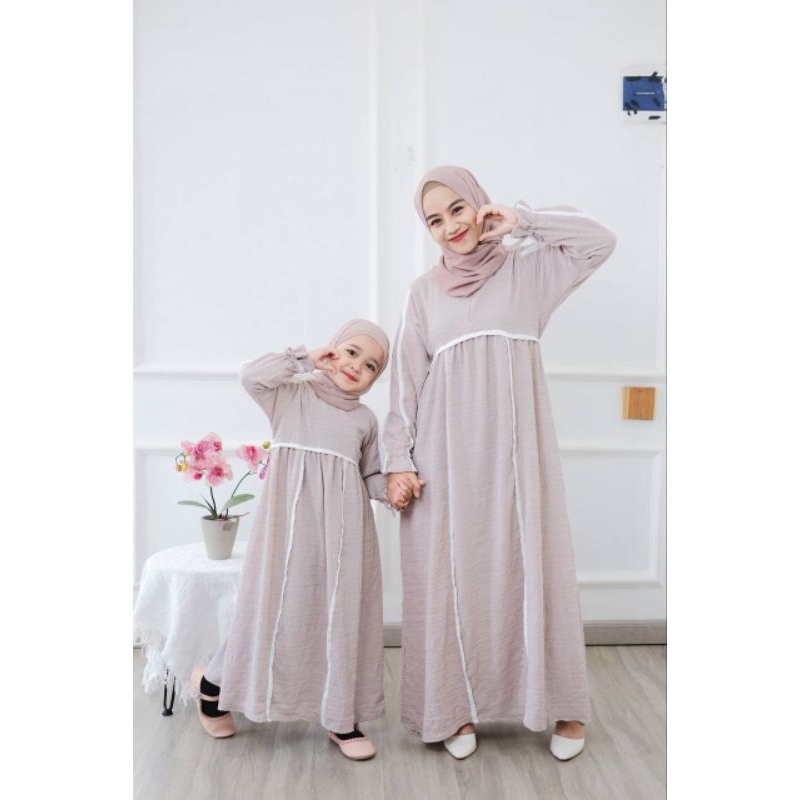 Gamis Daania ori Almahyra (Tanpa Hijab). bisa Couple Mom and Kids