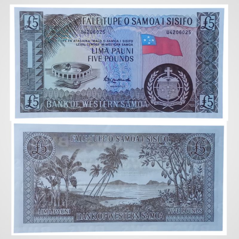 Uang Asing 5 pounds Samoa tahun 1960-1970, kondisi UNC