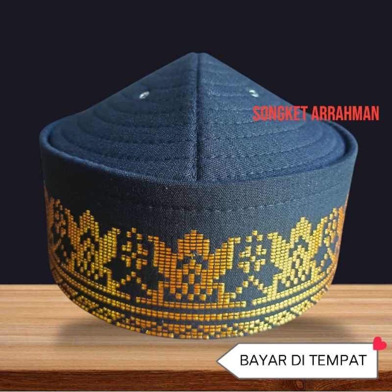 peci songket tenun asli